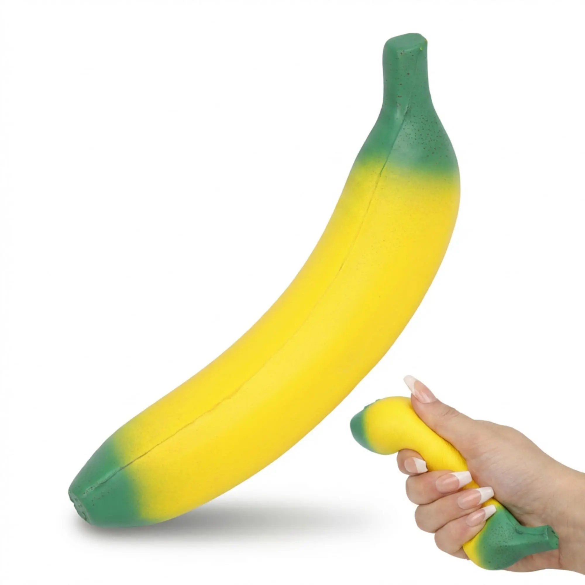 Banana Squishy Fidget Toy, Realistic Fruit Shape PU Foam Squeeze Toy, Soft Slow Rising Stress Toy for Adults Teens, Funny Desk Fidget Sensory Toy, Office Party Favor Gift, Novelty Fake Banana Decor