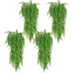 [Summervibes] 4 Pcs Artificial Hanging Plants Fern Vine Set,Fake Ivy Leaves Flowers Bouquet,Faux Foliage Greenery Decor for Home,Kitchen,Balcony,Garden,Bedroom,Farmhouse Aesthetic,Hand Tools Kits