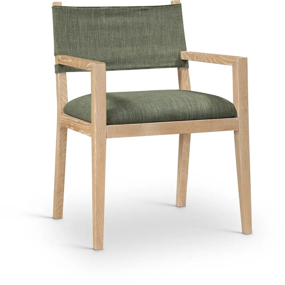 Avon Olive Linen-Textured Fabric Dining Arm Chair, Stained Dining Chair with Captivating Design, Crafted with Precision for Durable Indoor Furniture Use