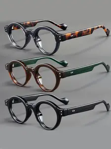 3 Pcs Casual Retro Square Frame Light Blocking Glasses, Trendy Casual Frames, Trendy Vintage Eyeglasses, Full Rim PC Lens, Unisex Decorative Photo Props, All Seasons Use
