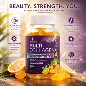 Collagen Peptides Gummies with Biotin & Vitamin C, Hair Skin Nails Support Supplement, Orange Flavor, 60 Gummies