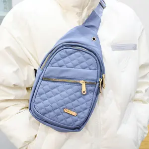 Solid Color Minimalist Quilted Design Fanny Pack, Fashionable Sling Bag For Daily Used For Women & Girls,  Multiple Pocket Design For Daily Wear and festival