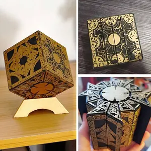 Hellraiser Puzzle Box Moveable Lament Horror Terror Hellraiser Pinhead Prop Ornament, Creative Infinity Golden Cube, Stress Relief Toy, Suitable For Easter, Halloween, Christmas Holidays And Birthday Gifts