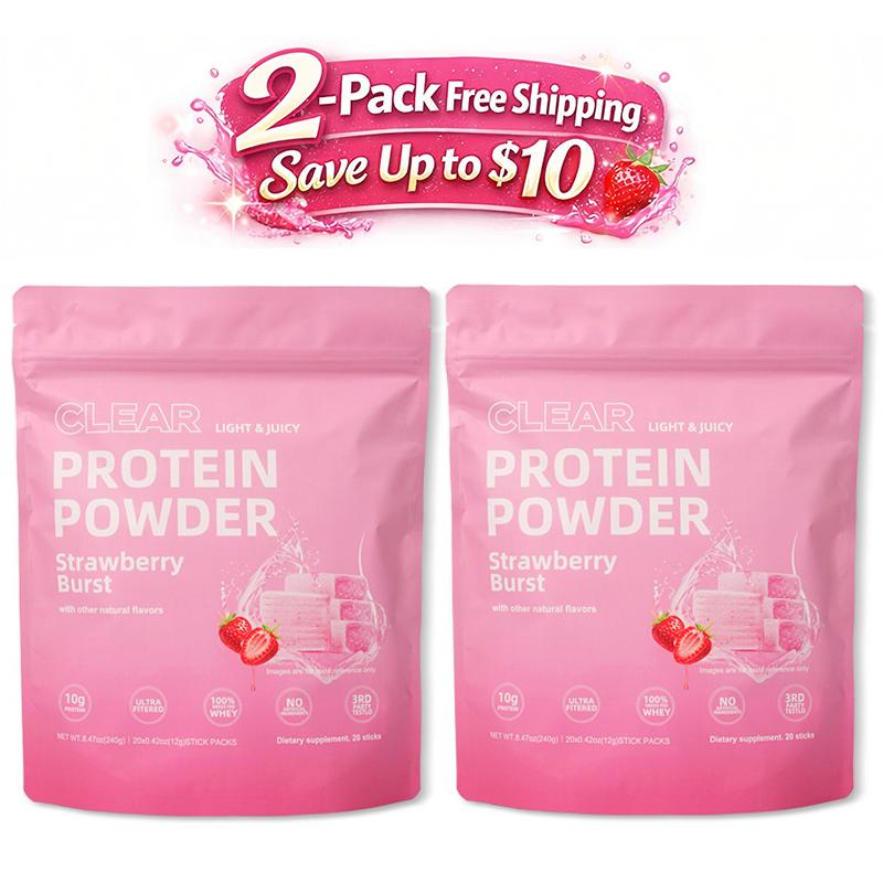 Clear Protein Powder: Strawberry Burst 10g Ultra Filtered Natural Flavor Grass Fed Whey Isolate Fast Absorbing Muscle Growth Recovery 20 Packets