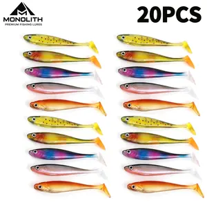 [Free shiping]EasyCatch Soft Lures 3.5inch 20Pcs with 3D Paddle for Bass Trout Walleye Life-Like Action&Long Casting Jig Head Fishing LuresSoft Plastic Baits for Fishing-for Drop Shot,Wacky Rig/Neko Rig and Finesse,Slow Sinking,Soft Bait,Fresh&Saltwater