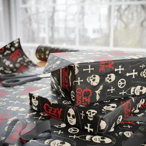Ozzy Osbourne Wrapping Paper, Rock Legend Gift Wrap, Gothic Skull & Cross Pattern