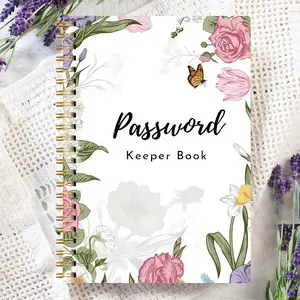 1pc Simple Password Book, Minimalist Advanced Address Password Manager With Website Password Quick Access Username And Password Storage Perfect For Home Office Internet Computer Logins, Great Holiday Gifts, Spiral Bound Notepad