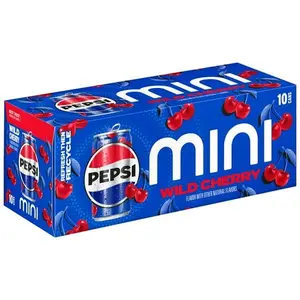 Pepsi Soda Wild Cherry 7.5 fl oz, 10 Pack Mini Cans