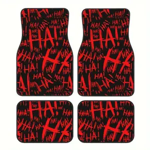 4pcs Car Floor Mats with HA Print Fit for Multiple Models All Season Use Stylish Easy to Install Clean Polyester Material FJ375249 Truck Accessories