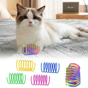 40 Packs Cat Spring Toys, Durable Plastic Coils for Indoor Active - Colorful 1 Inch Spirals Spring Fitness Play for Cat Kitten Pets