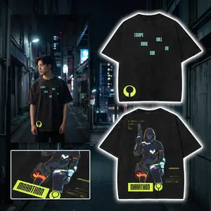 Assassin Void Marathon Graphic Crewneck T-Shirt, Double-Sided Cyberpunk Game Tee, Hoodie Tank Top Sweatshirt Washed Cotton Unisex Streetwear Manswear gaming