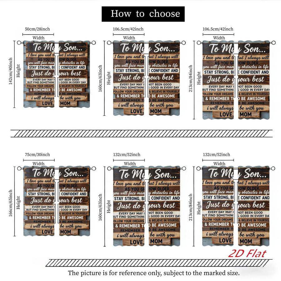 2Pcs Rustic Wooden Board Grain Slogan Sun Blocking Curtains Digital Printed Rod Pocket for Bedroom Office Kitchen Living Room Study Home Decor Multiple Sizes Soft Light Filter Easy Installation