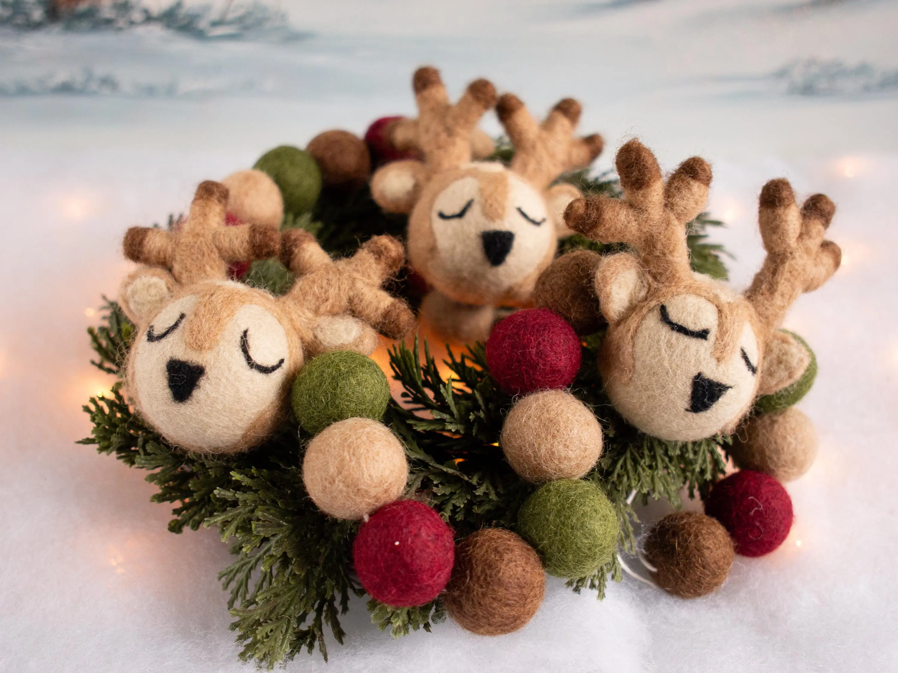 Reindeer Felt Garland for Christmas, Mantel Decor, Winter Woodland Forest Colors, for Holiday or Classroom Party