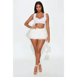 Juliette Lace Micro Mini Skort - White