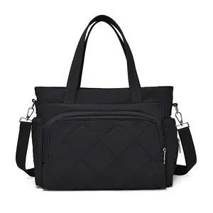 Simple Mom Bag Handbag, Rhombus Baby Bag Shoulder Crossbody Backpack, Lightweight Waterproof Nylon, Daily Commute Travel Bag