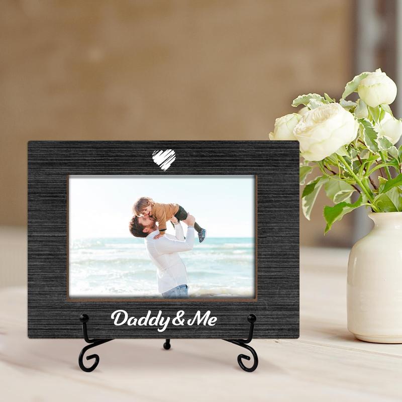 Daddy & Me Picture Frame, Dad Photo Frame, Birthday Gifts for Dad Daddy, Wooden Photo Frame With Stand, 4x6 Picture Frame for Tabletop Shelf Display, Home Office Bedroom Desktop Decorations