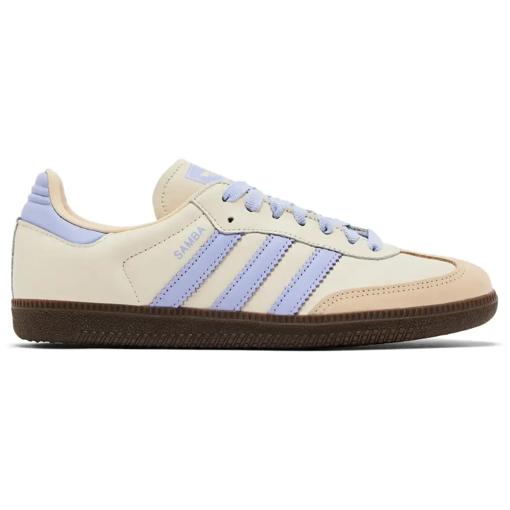 Adidas Originals Women's Samba OG Retro Low Top Streetwear Sneakers - Cream White Violet, Stripes Design, JI2678, Low Top Sneakers, Casual Outings, Cushioned, Leather Upper, Everyday Wear