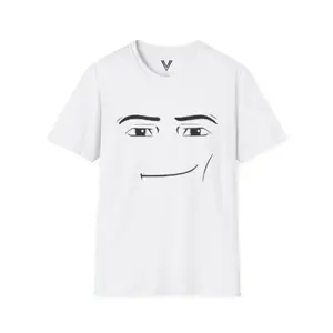 Roblox Man Face T-Shirt, Minimalist Sarcastic Expression Tee, White Graphic Shirt, Internet Humor, Unisex Casual Top Menswear Tshirt Streetwear Crewneck Tropical Shortsleeve good graphic tees men's graphic tees