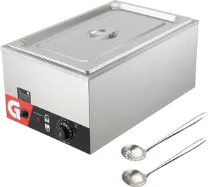 Full Size Commercial Food Warmer, 1-Pan Steam Table 24 QT/Pan Electric Commercial Food Warmer, 1200W Stainless Steel Electric Steam Table with Temperature Control & Lid for Parties, Restaurants