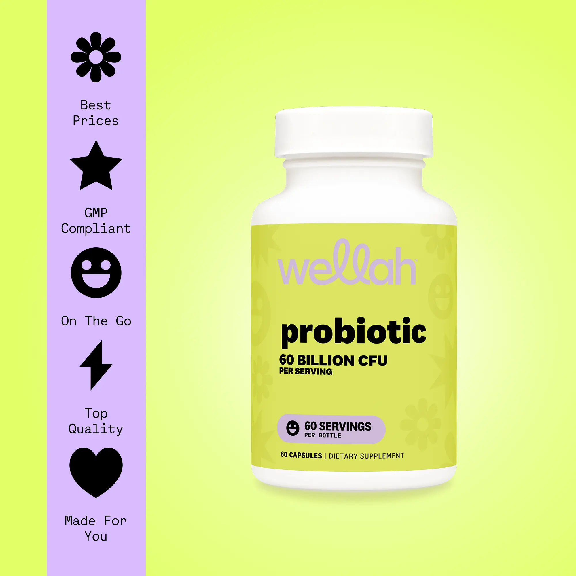 Wellah Probiotic Capsules | 60 Servings Natural Supplements Natural Wellness Boost