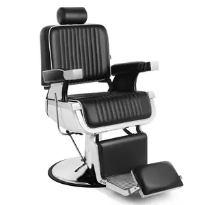 Barber Chair Reclining Hydraulic Styling Chairs for Salon Tattoo Beauty Equipment Heavy Duty Black Leather Design with Hydraulic System & Heavy Duty Construction