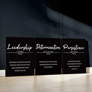3pcs Inspirational Words Wall Art, Wooden Wall Art, Professional Development Poster, Motivation Quotes Art Prints, Determination, Self-Improvement Home Decor, Modern Wall Paintings, With Frame