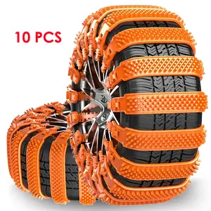 New Universal Car Snow Chains, 10pcs Reusable Durable Chain Set for Cars SUVs Motorcycles, Anti-Slip Adjustable Snow Chains for Winter Driving on Snow/Ice & Muddy Roads