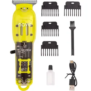 Rechargeable Beard and Hair Trimmer for Men – Cordless Grooming Kit with LED Display, Quiet Operation & Precision Cutting, (Yellow)