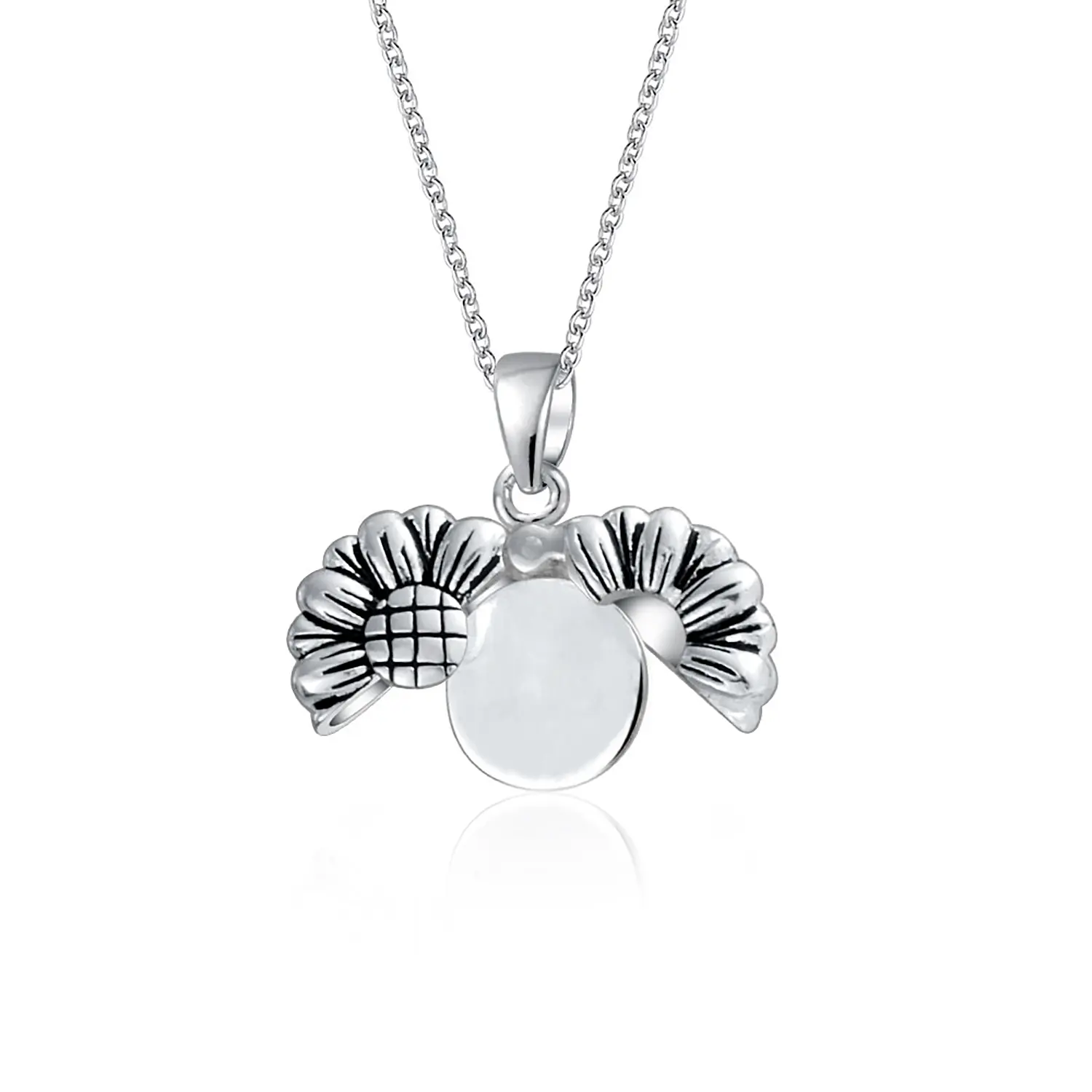 MY SUNSHINE Sunflower Locket Pendant Necklace Rose Gold 925 Sterling Silver