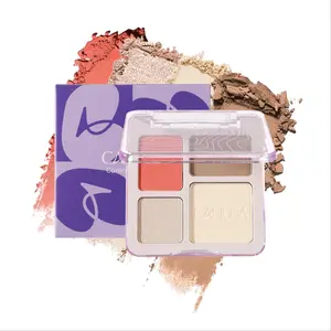 4 in 1 Contour Palette, 1 Box Long Lasting Highlighter Powder, Pearlescent & Matte Highlighter, Contour and Blusher Powder, Facial Makeup Product