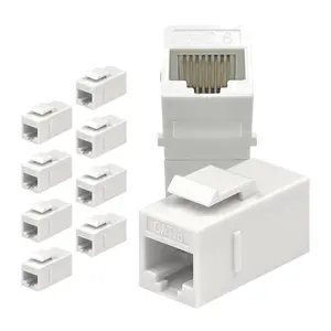 SkyQ RJ45 Cat6 Coupler Inline Keystone Connector Female to Female RJ45 Keystone Coupler for Patch Panel Ethernet Wall Plate White 10 Pack