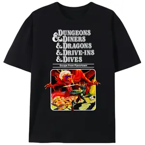 "Escape From Flavortown" D&D Parody T-Shirt |   Dungeons & Diners Graphic Tee for Gamers & Foodies