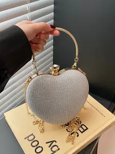 Heart-Shaped Sparkling Party Clutch Bag, Elegant Versatile Fashion Evening Bag, Handheld Shoulder Crossbody Bag for Dresses, Handbag Purse