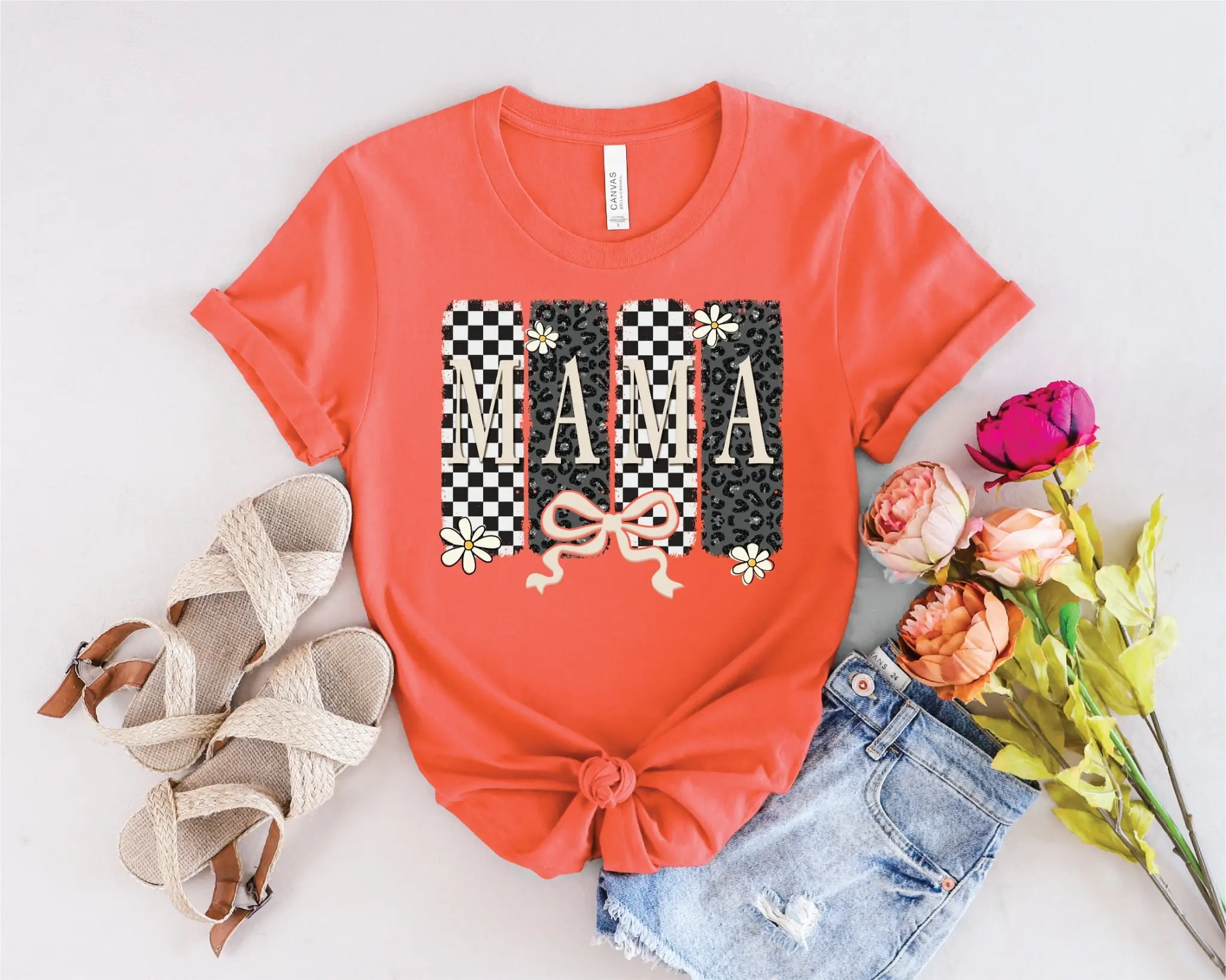 Mama Checkered Bow