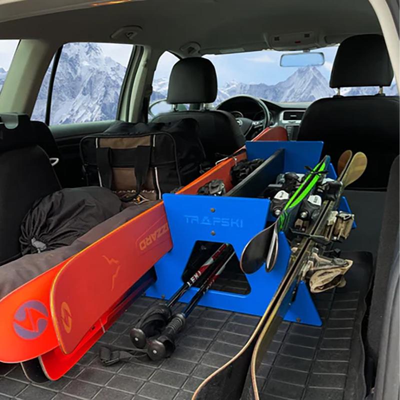 TRAPSKI QUAD Water Ski & Wake/Snowboard Rack - 12 lbs, 30"L x 20"W x 12"H, Trapezoid Design, Premium Strap, Portable for Trucks & Cars, Ideal for Wakeboarding, Water Skiing, Snowboarding - Gear