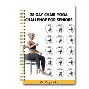 28-Day Chair Yoga Challenge Guide Book, Daily Exercises & Progress Tracking, Ideal Gift for Seniors & Beginners (5.5x8.3 Inches)