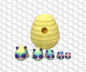 3D Printed Rainbow Bees with Hive Articulated Fidget - Customizable Design for Stress Relief and Relaxation