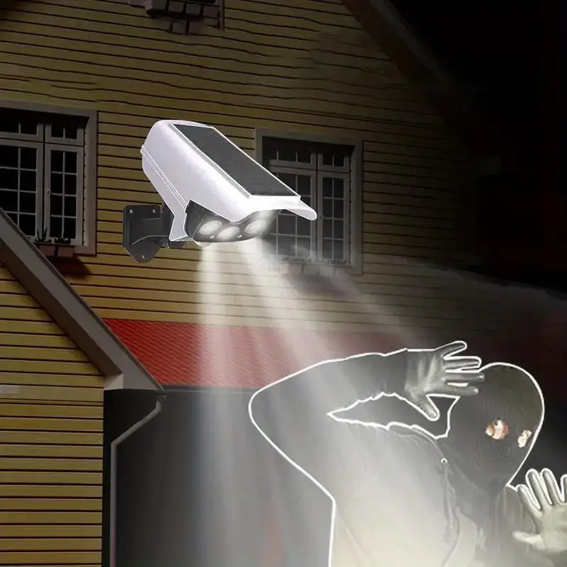 Motion Sensor LED Light for Summer Gift, Solar Garden LED Light, Simulation Surveillance Fake Camera, Human Body Sensor Wall Light, Outdoor Smart Stre