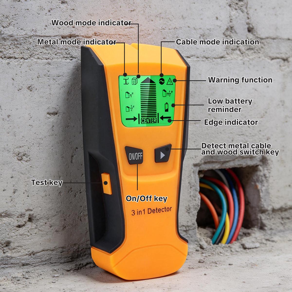 SEESE Digital Stud Finder Wall Scanner – 3 Modes Wood/Metal/Live Wire Detector with Backlit LCD & Center Finding