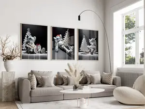 Christmas Kaws Poster, Set of 3, Printable Kaws Poster, Hypebeast Decor, Santa Claus Kaws Costume, Christmas Tree