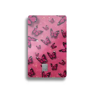 Sparkly Pink Butterflies Card Skin