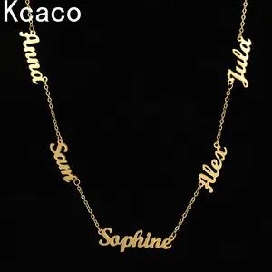Custom Multiple Personalized Name Necklaces Jewelry Chain Pendant Name Gold Color Necklace for Women Men Stainless Steel Gifts