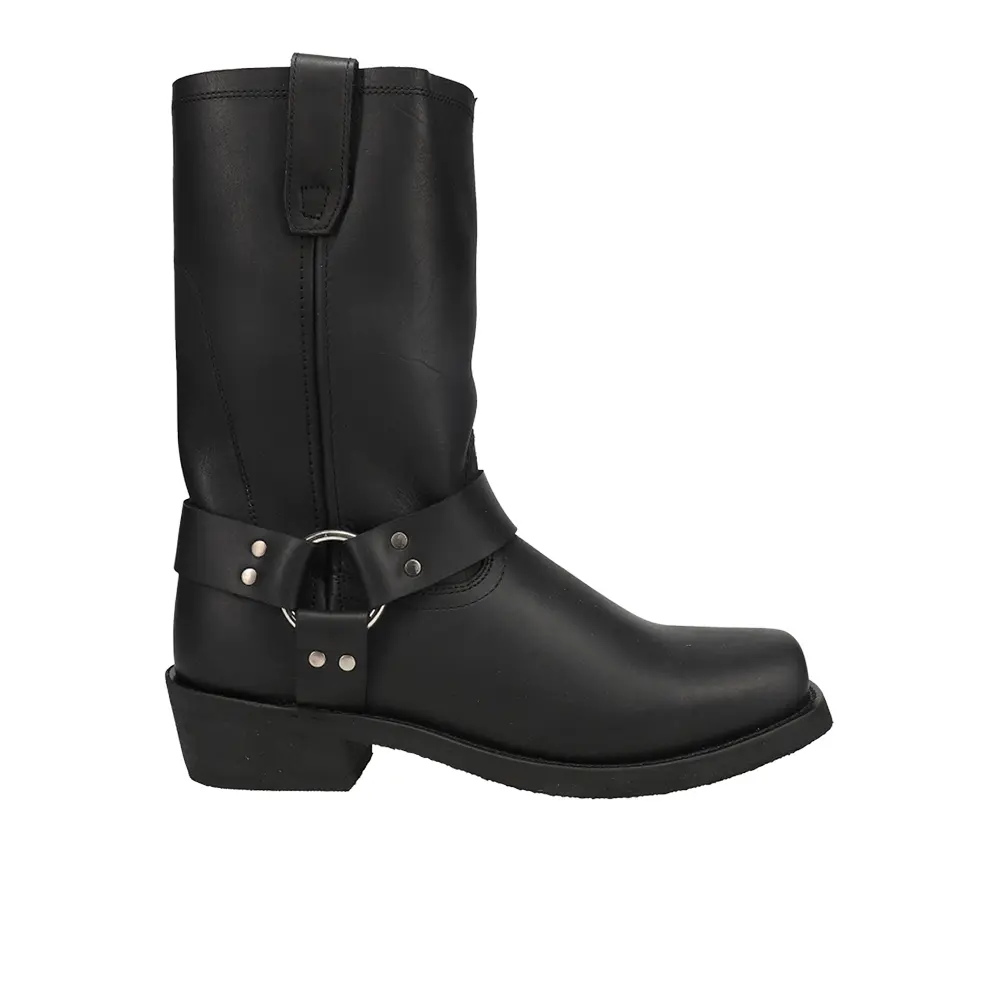 Dingo Mens Dean Harness Square Toe Motorcycle  Casual Boots Mid Calf - Black