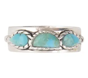 Barse Artisan Crafted Triple Stone Turquoise Band Ring