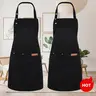2 Pack Black Unisex Aprons – Resistant with 3 Pockets, Adjustable for Cooking, Baking, BBQ & Crafts Kitchen Apron Grill Apron