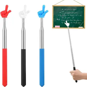 3 count Pointer Finger Stick, Multipurpose Teacher Pointer Stick, Extendable Classroom Pointer and Finger Pointer Stick for School Presentations & Interactive Learning (Red Black Blue)