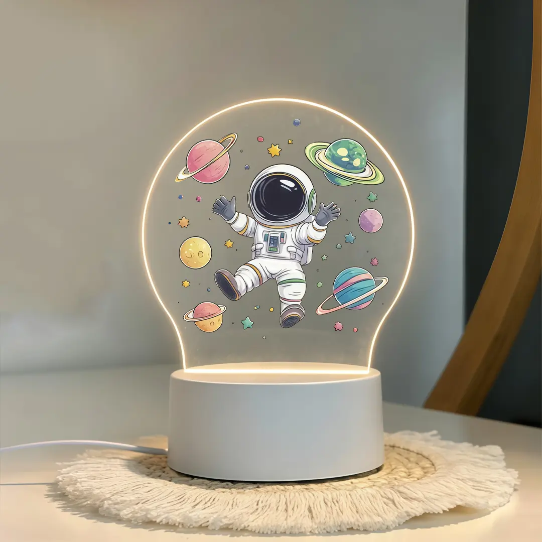 Astronaut LED Night Light - Modern Space Planet Motif, Plastic Body, Cool Gifts for Kids, Birthday Gift Ideas for Festive Decorations & Home Supplies, Space Theme