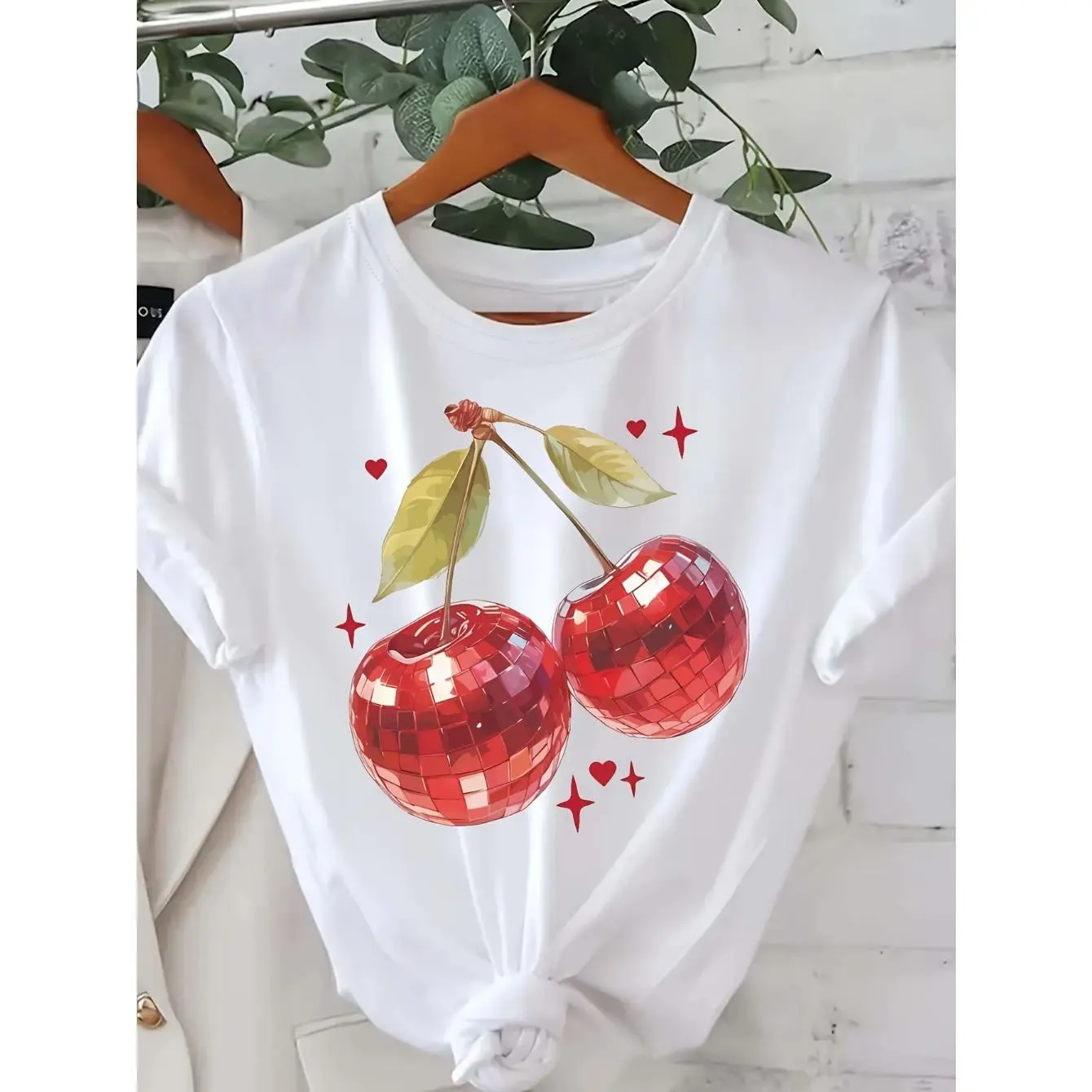Men's Cherry Disco Graphic T-Shirt - Short Sleeve Crew Neck Regular Fit Casual Wear |     Soft & Breathable Fabric, Durable Print, Everyday Comfort, Machine Washable, Casual Summer Party, Picnic, Casual