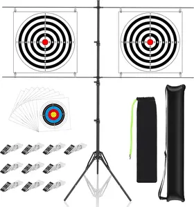Adjustable Paper Target Stand with 10 Clips,10 Bullseye Targets,  Target Stand for  ,  and Pellet Target Practice