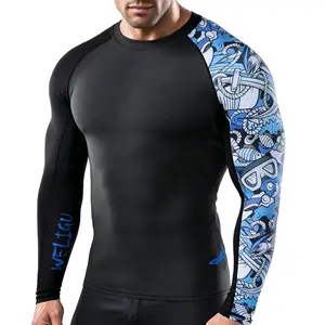 WELIGU Men's Long Sleeve UPF 50+ Baselayer Skins Performance Fit Compression Rash Guard-CLYYB